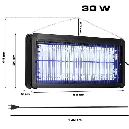 Електрически уред за борба с насекоми 2x15W/230V 120 м²