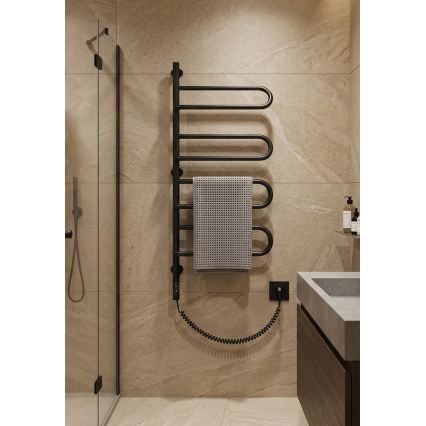 Електрически въртящ се сушилник за кърпи ELECTRA 120W/230V 102,5x47,5 cm неръждаема стомана/черен ляв