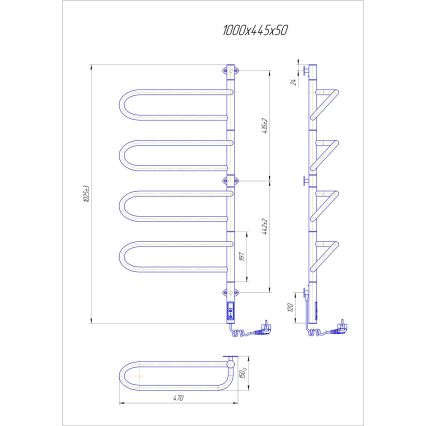Електрически въртящ се сушилник за кърпи ELECTRA 120W/230V 102,5x44,5 cm неръждаема стомана/хром десен