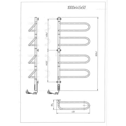 Електрически въртящ се сушилник за хавлии ELECTRA 120W/230V 102,5x47,5 cm неръждаема стомана/хром ляв