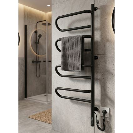 Електрическа въртяща се сушилня за кърпи ELECTRA 120W/230V 102,5x44,5 cm неръждаема стомана/черна дясна