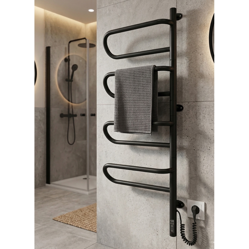 Електрическа въртяща се сушилня за кърпи ELECTRA 120W/230V 102,5x44,5 cm неръждаема стомана/черна дясна