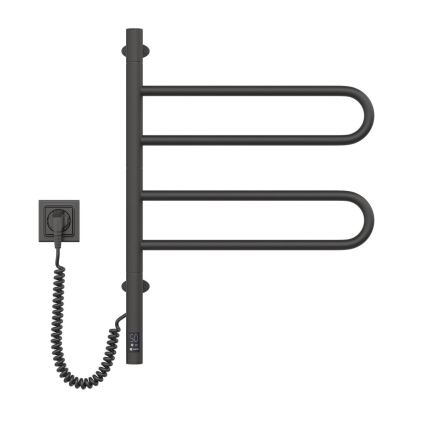 Електрически въртящ се сушилник за кърпи с термостат FOUETTE 128W/230V 64,6 см IP44 черен