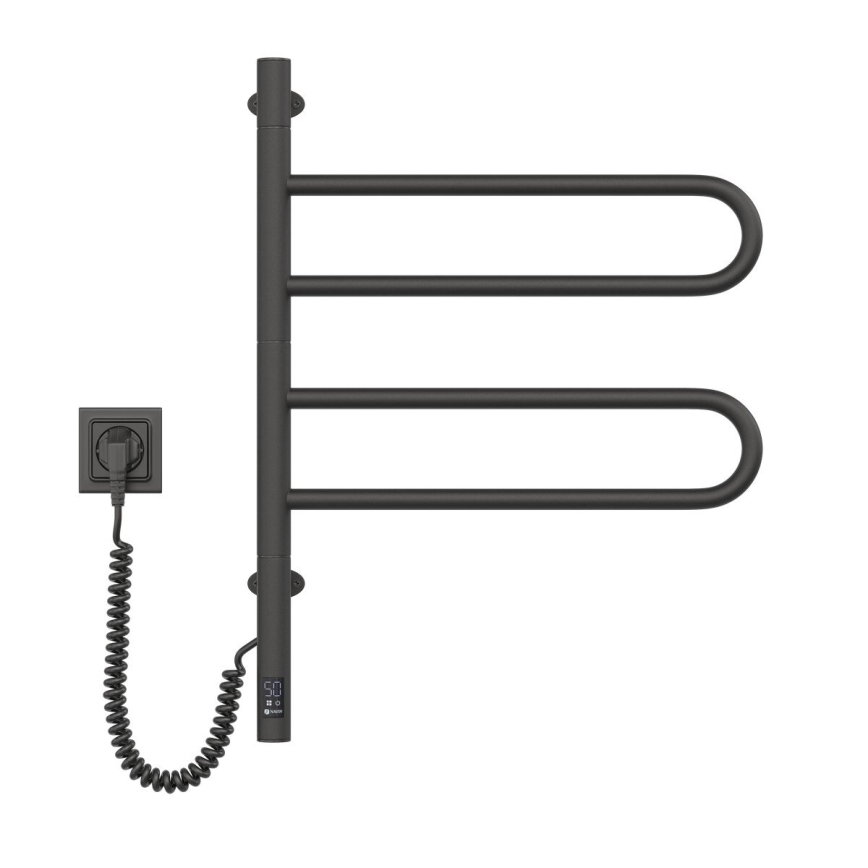 Електрически въртящ се сушилник за кърпи с термостат FOUETTE 128W/230V 64,6 см IP44 черен