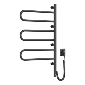 Електрически въртящ се сушилник за кърпи FOUETTE с термостат, 100 W, 80 x 49 cm, черен