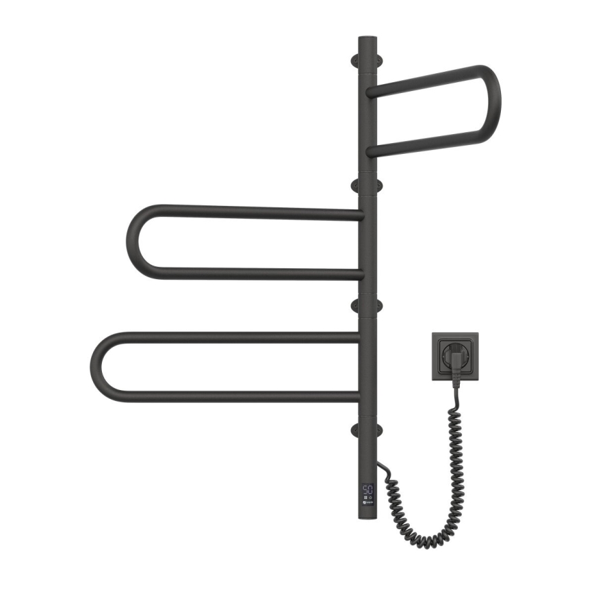 Електрически въртящ се сушилник за кърпи с термостат FOUETTE 120W 80x49 см черен