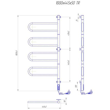 Електрически въртящ се сушилник за кърпи TRISTAR 105W/230V 102,5x44,5cm IP44 неръждаема стомана/лъскав хром