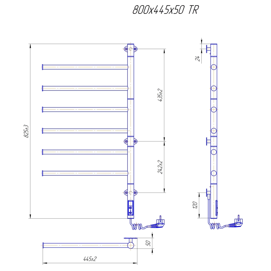 Електрически въртящ се сушилник за кърпи VEER 80W/230V 80x44,5 cm неръждаема стомана/лъскав хром