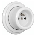 Elhard - Битова стенна керамична ретро розетка с рамка, 230 V, бяла