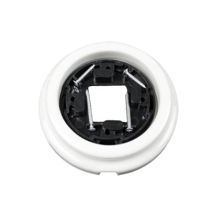 Elhard - Битова стенна керамична ретро розетка с рамка, 230 V, бяла