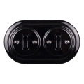 Elhard - Двоен керамичен ретро ключ с рамка č. 1 черен