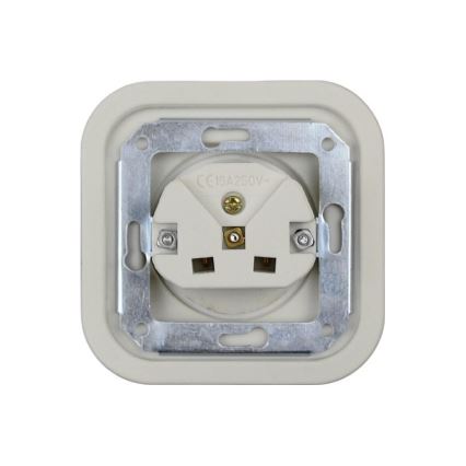Elhard - Двойна керамична ретро розетка за дома с рамка, 230V, бяла