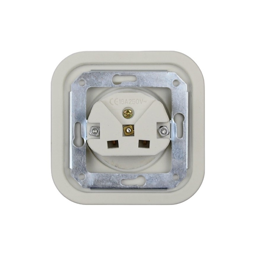 Elhard - Двойна керамична ретро розетка за дома с рамка, 230V, бяла