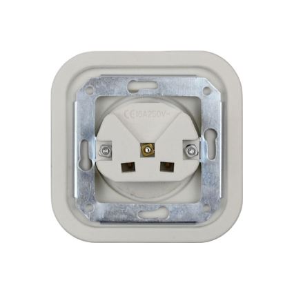 Elhard - Двойна керамична ретро розетка за дома с рамка SCHUKO 230V бяла