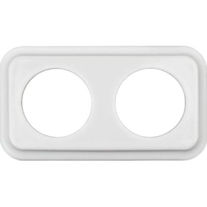 Elhard - Двойна керамична ретро розетка за дома с рамка SCHUKO 230V бяла