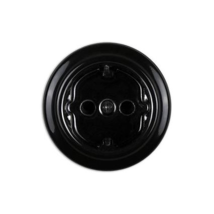 Elhard - Двойна стенна керамична ретро розетка за домашна употреба с рамка SCHUKO 230V черна