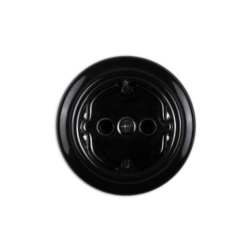Elhard - Двойна стенна керамична ретро розетка за домашна употреба с рамка SCHUKO 230V черна