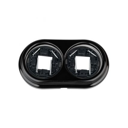 Elhard - Двойна стенна керамична ретро розетка за домашна употреба с рамка SCHUKO 230V черна