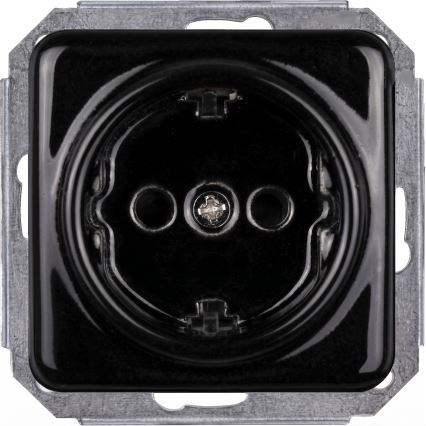 Elhard - Двойна керамична ретро розетка за домашна употреба с SCHUKO рамка 230V черна