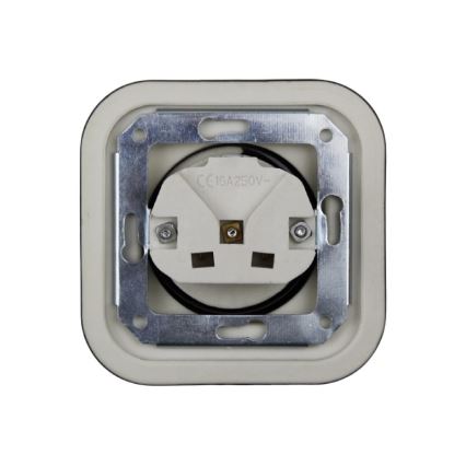 Elhard - Двойна керамична ретро розетка за домашна употреба с SCHUKO рамка 230V черна