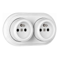 Elhard - Двойна керамична ретро стенна розетка с рамка 230V бяла