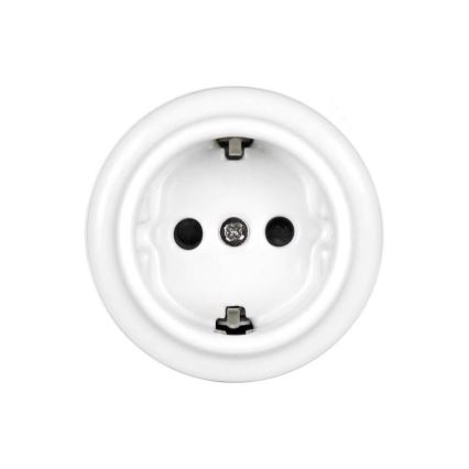 Elhard - Двойна керамична ретро стенна розетка с рамка SCHUKO 230V бяла