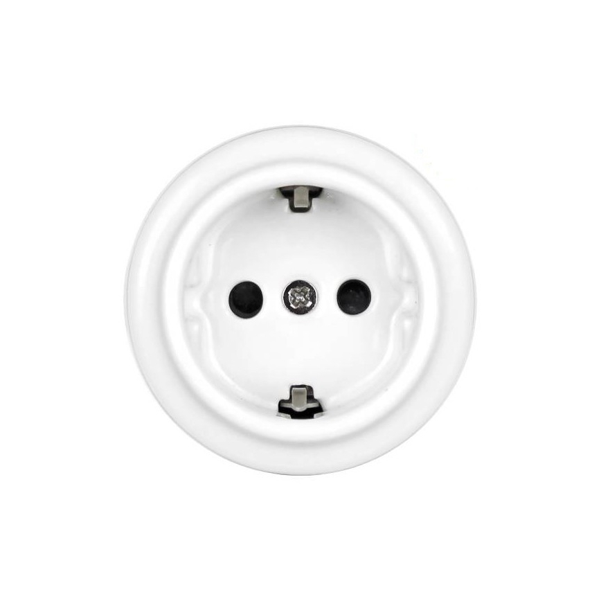 Elhard - Двойна керамична ретро стенна розетка с рамка SCHUKO 230V бяла
