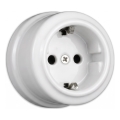 Elhard - Стенна керамична ретро домашна розетка SCHUKO 230V бяла