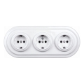 Elhard - Тройна керамична ретро домашна розетка с рамка SCHUKO 230V бяла