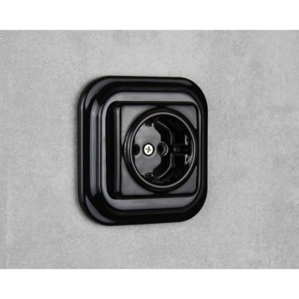 Elhard - Керамичен ретро домашен контакт без рамка SCHUKO 230V черен