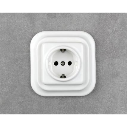 Elhard - Керамичен ретро домашен контакт SCHUKO 230V без рамка, бял