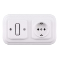 Elhard - Керамичен ретро еднополюсен ключ № 1 и SCHUKO 230V контакт с рамка в бяло