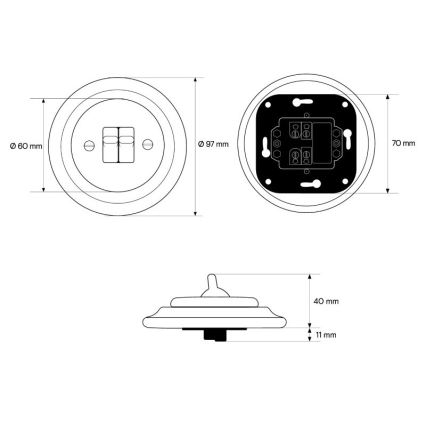 Elhard - Керамичен ретро серийен ключ с лост без рамка № 5 бял