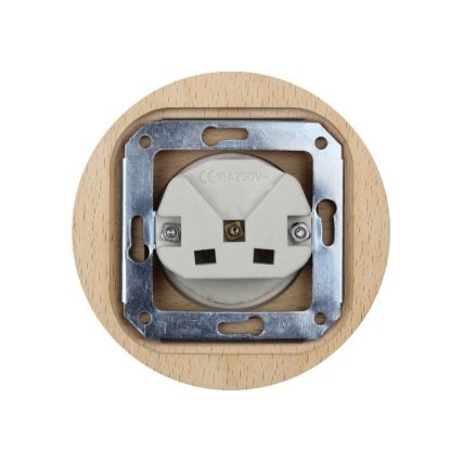 Elhard - Керамичен ретро стенен контакт с рамка SCHUKO 230V черен/светло дърво