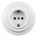 Elhard - Керамична ретро домашна розетка с рамка SCHUKO 230V бяла