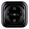 Elhard - Керамична ретро домашна розетка с рамка SCHUKO 230V, черна