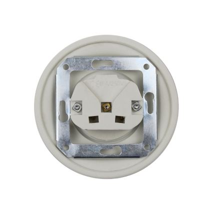 Elhard - Керамична ретро електрическа розетка за дома SCHUKO 230V без рамка, бяла