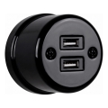 Elhard - Керамична ретро розетка с 2xUSB-A, черна