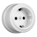 Elhard - Керамична ретро розетка SCHUKO 230V, бяла