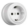 Elhard - Керамична ретро розетка SCHUKO 230V, бяла