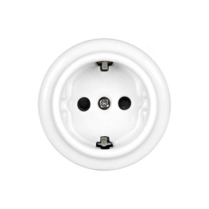 Elhard - Керамична ретро розетка SCHUKO 230V, бяла