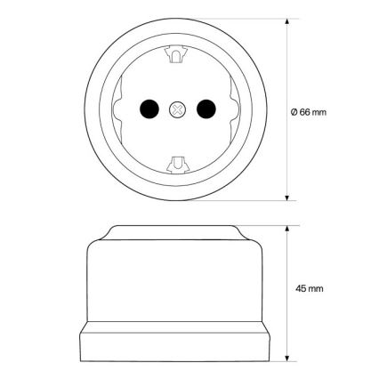 Elhard - Керамична ретро розетка SCHUKO 230V, бяла