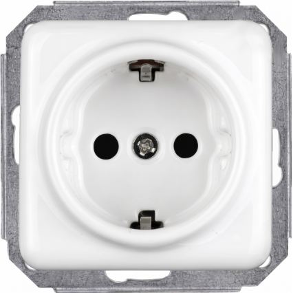 Elhard - Керамична ретро розетка за дома с рамка SCHUKO 230V бяла