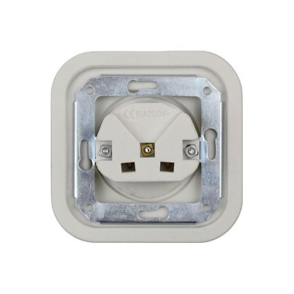 Elhard - Керамична ретро розетка за дома с рамка SCHUKO 230V бяла