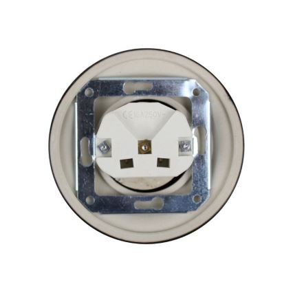 Elhard - керамична ретро розетка за вътрешен монтаж без рамка, SCHUKO, 230 V, черна