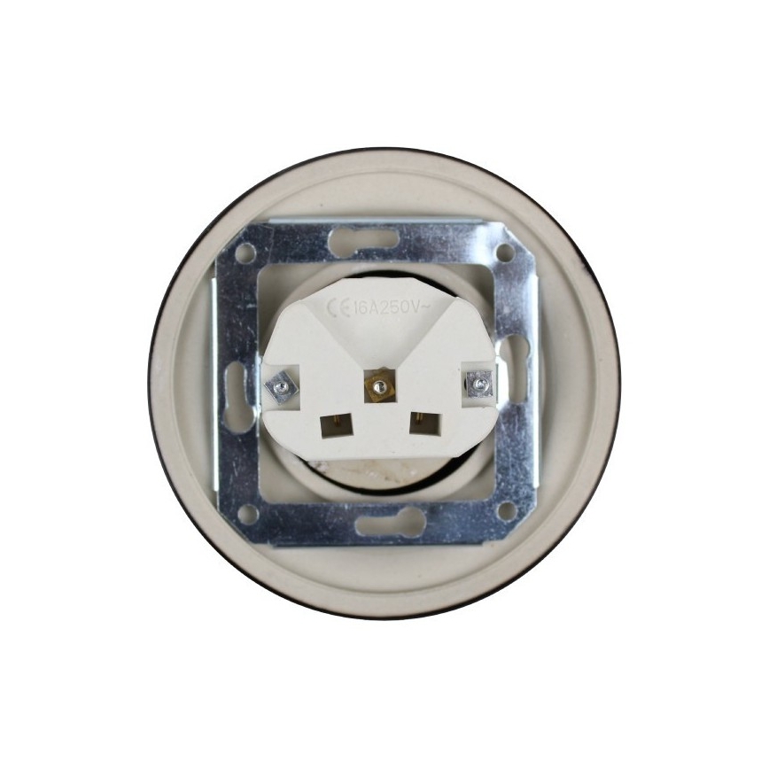 Elhard - керамична ретро розетка за вътрешен монтаж без рамка, SCHUKO, 230 V, черна