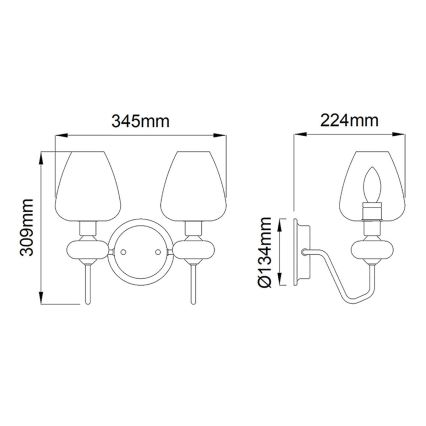 Elstead - Аплик ARMAND 2xE14/40W/230V черен/месинг