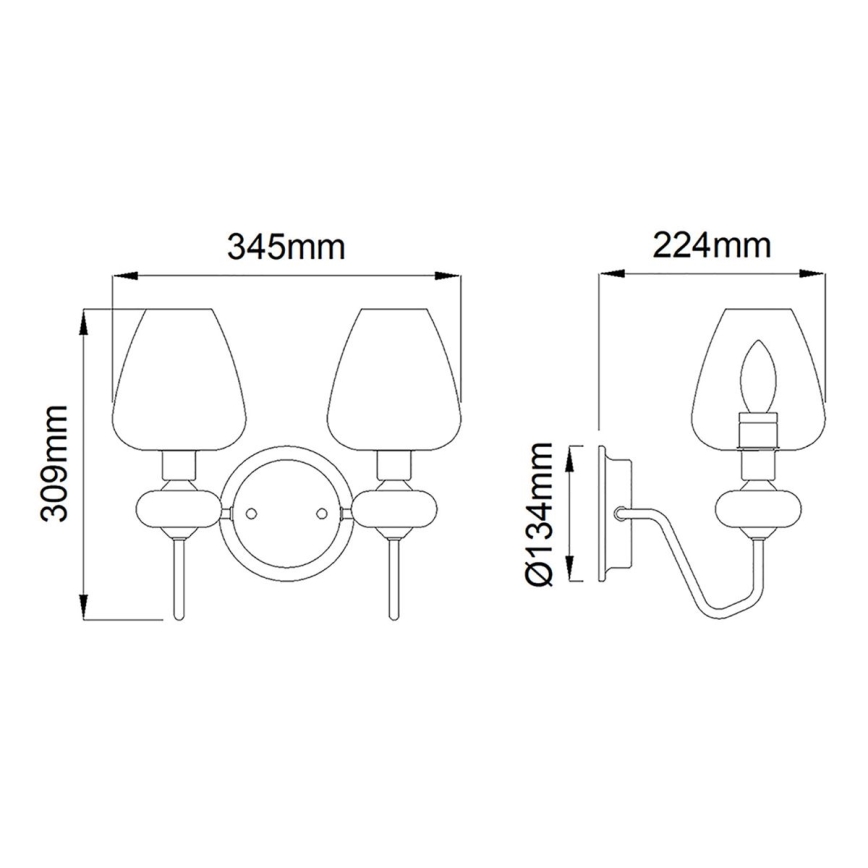 Elstead - Аплик ARMAND 2xE14/40W/230V черен/месинг