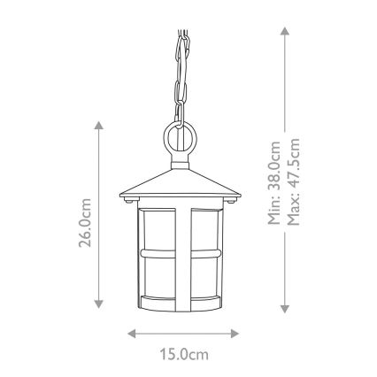Elstead BL21B-BLACK - Екстериорен полилей HEREFORD 1xE27/100W/230V IP43
