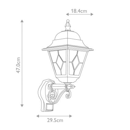 Elstead - Екстериорен аплик със сензор NORFOLK 1xE27/100W/230V IP43